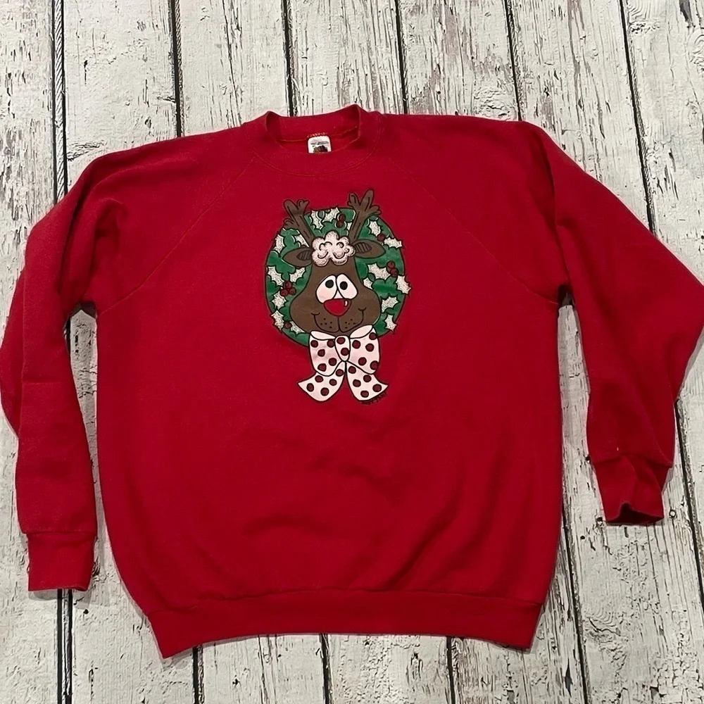 Vintage Rudolph the Red nose Reindeer 1980s Ugly Christmas Sweatshirt